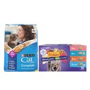Purina Friskies Seafood & Chicken Pate Favorites Variety Pack Wet Food + Cat Chow Complete Dry Cat Food