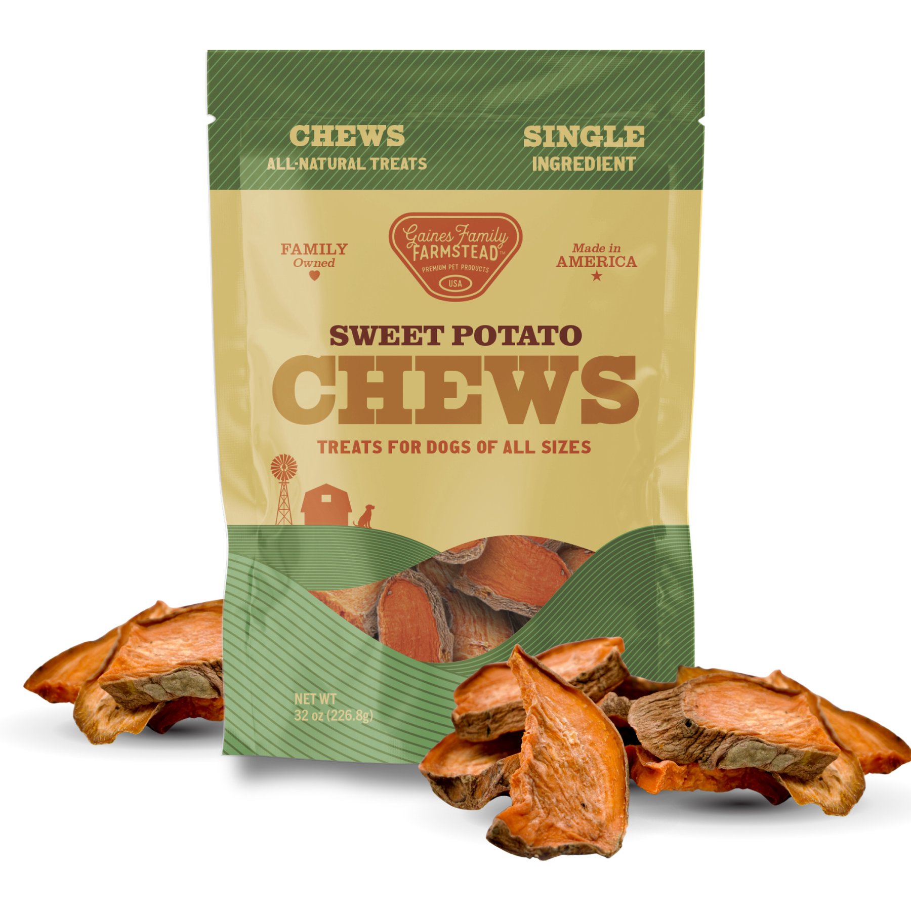 Gaines Family Farmstead Sweet Potato Chews Dehydrated Dog Treats, 32-oz bag