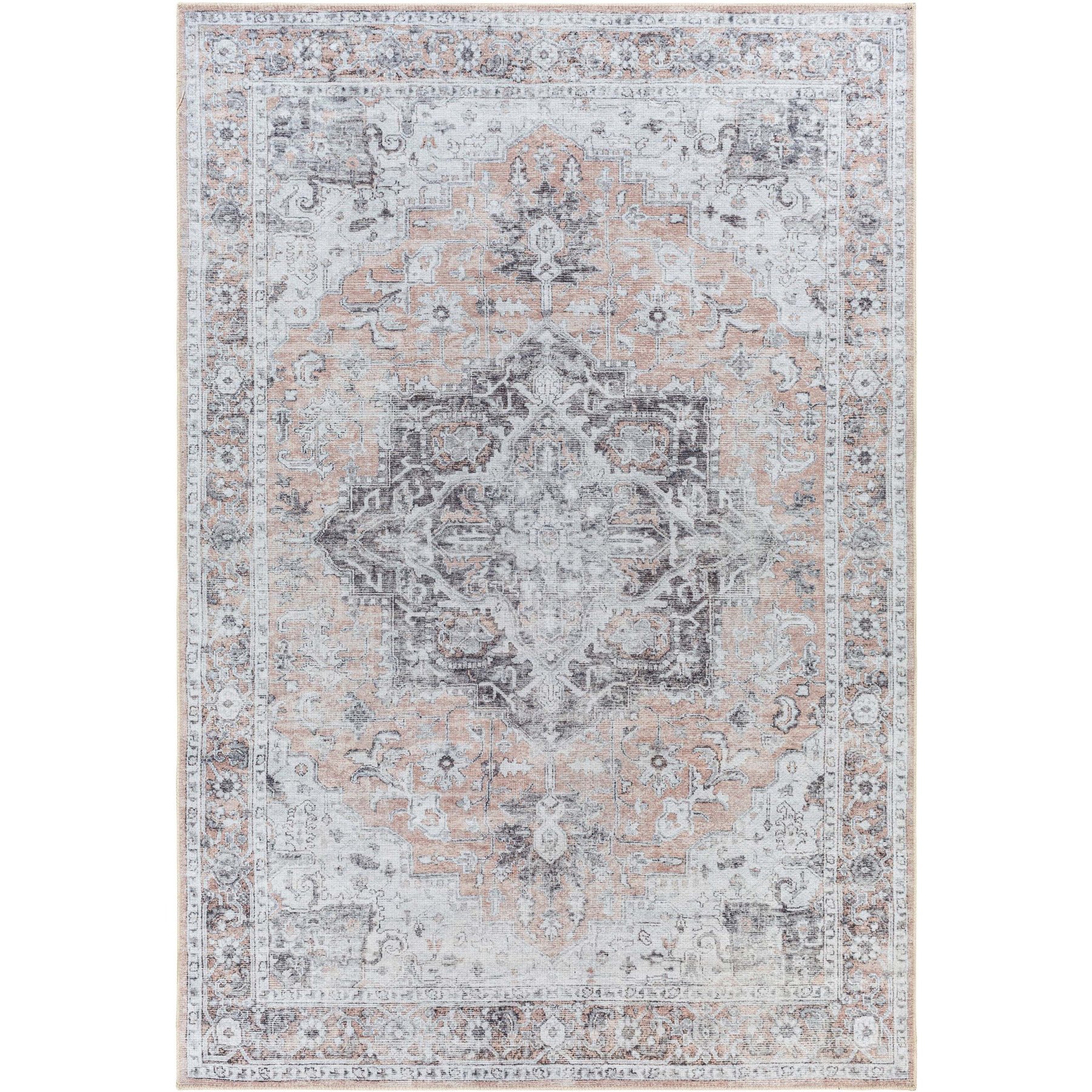 Livabliss Tahmis Machine Washable Dog Area Rug, Beige/Charcoal/Gray/Light Gray, 6.58 x 9-ft