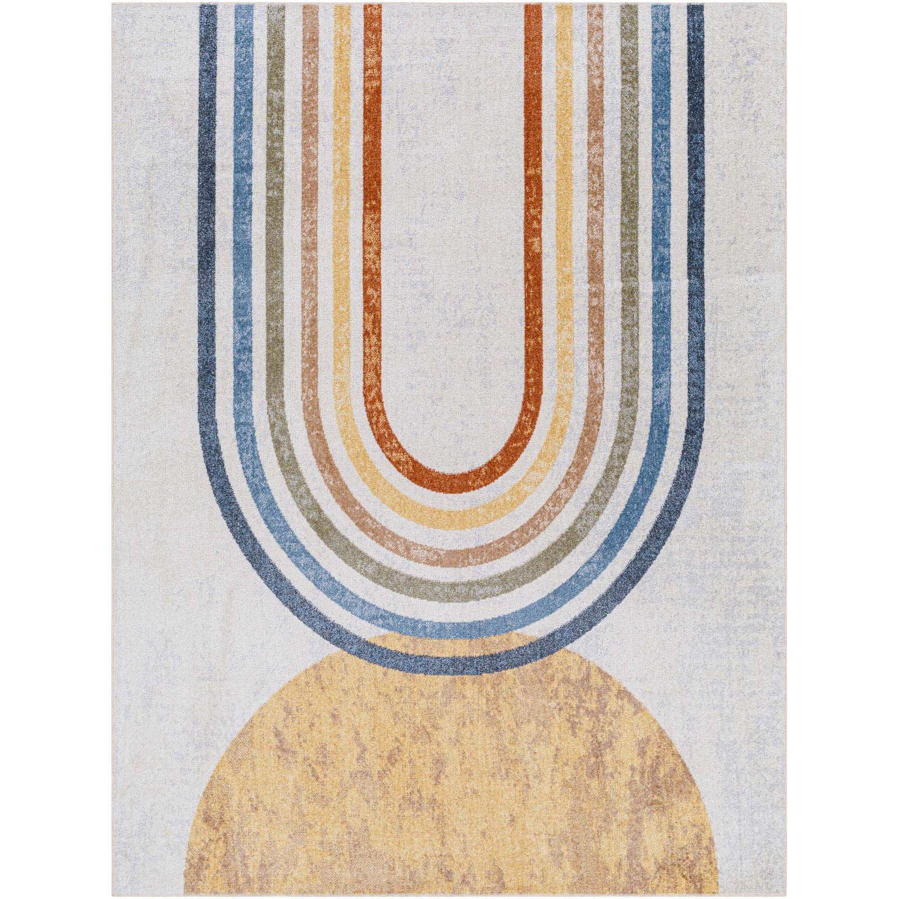 Livabliss Lillian Machine Washable Dog Area Rug, Oatmeal/Brown/Gray/Dark Blue/Olive, 9.16 x 12.33-ft