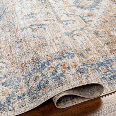 Show full view: Livabliss Lillian Square Machine Washable Dog Area Rug, Oatmeal/Gray/Dark Blue/Brown/Olive, 7.83 x 7.83-ft slide 3 of 8