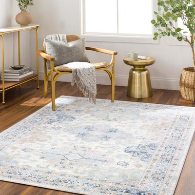 Show full view: Livabliss Lavadora Machine Washable Dog Area Rug, Ivory/Medium Gray/Teal/Sage/Brown/Charcoal, 5.25 x 7-ft slide 3 of 8