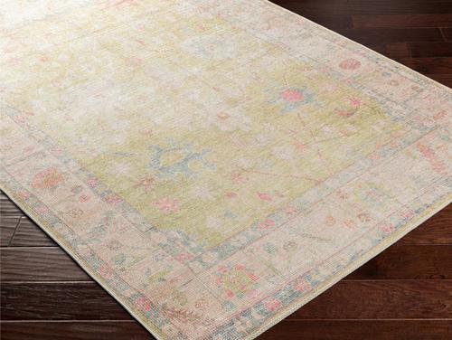 Show full view: Livabliss Kemer Machine Washable Dog Area Rug, Grass Green/Light Pink/Pale Blue/Dusty Pink/Orange/White, 5.25 x 7-ft slide 7 of 7