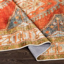 Livabliss Lavable Machine Washable Dog Area Rug, Burnt Orange/Orange/Rust/Dark Brown/Dusty Sage/Medium Gray, 7.5 x 9.42-ft slide 2 of 8