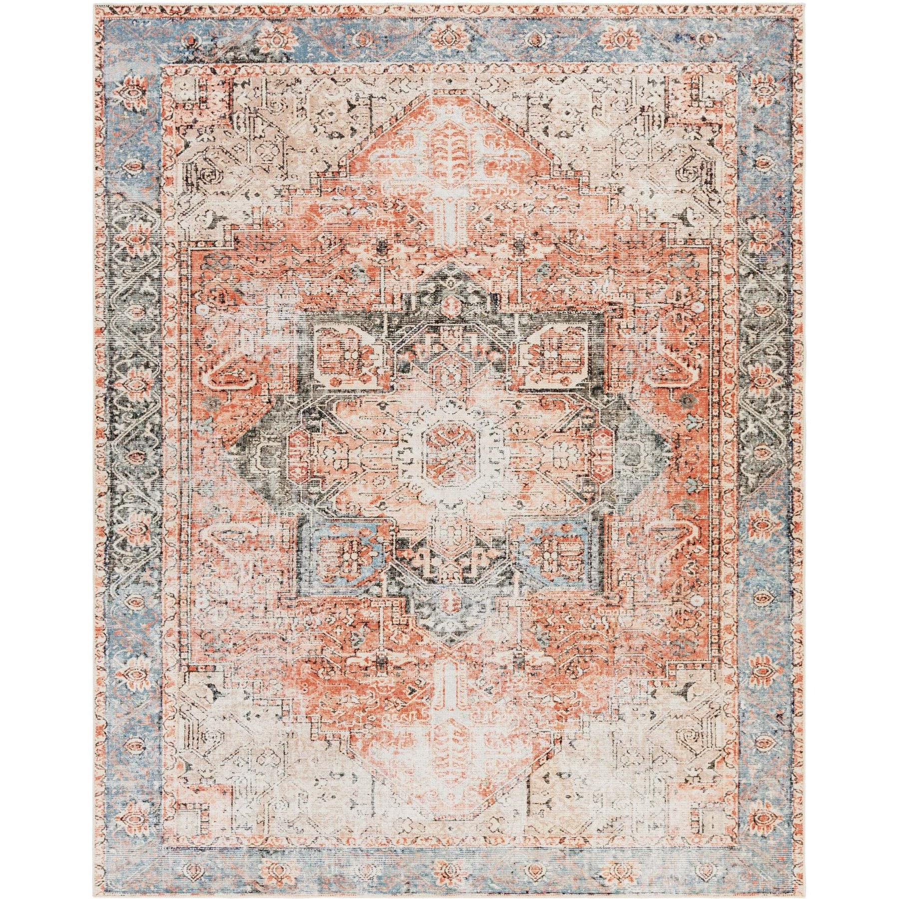 Livabliss Amelie Machine Washable Dog Area Rug, Rust/Light Gray/Beige/Black/Tan/Dusty Pink, 7.83 x 10.16-ft