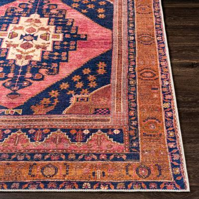 Show full view: Livabliss Amelie Machine Washable Dog Area Rug, Dark Blue/Rose/Burnt Orange/Wheat, 6.58 x 9-ft slide 4 of 8