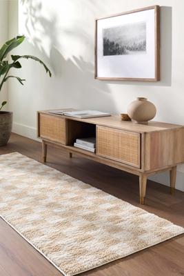 Show full view: Livabliss Fossay Shag Checker Machine Washable Dog Area Rug, Light Beige/Beige, 6.58 x 9-ft slide 2 of 7