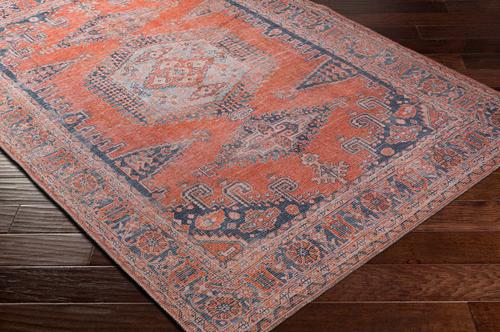 Show full view: Livabliss Colin Machine Washable Dog Area Rug, Burnt Orange/Blue/Pale Blue/Tan, 6.58 x 9-ft slide 8 of 8