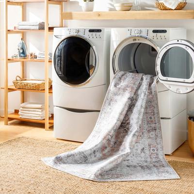 Show full view: Livabliss Tahmis Machine Washable Dog Area Rug, Beige/Charcoal/Gray/Light Gray, 6.58 x 9-ft slide 5 of 8