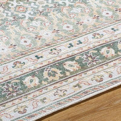 Show full view: Livabliss Rainier Machine Washable Dog Area Rug, Olive/Seafoam/Wheat/Cream/Brown/Dark Brown, 5.25 x 7.25-ft slide 5 of 7