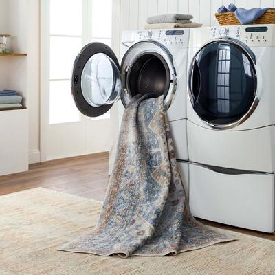 Show full view: Livabliss Lillian Machine Washable Dog Area Rug, Oatmeal/Gray/Dark Blue/Olive/Brown/Rust, 5.25 x 7-ft slide 5 of 8