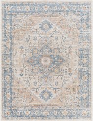 Livabliss Lillian Square Machine Washable Dog Area Rug, Oatmeal/Gray/Dark Blue/Brown/Olive, 7.83 x 7.83-ft