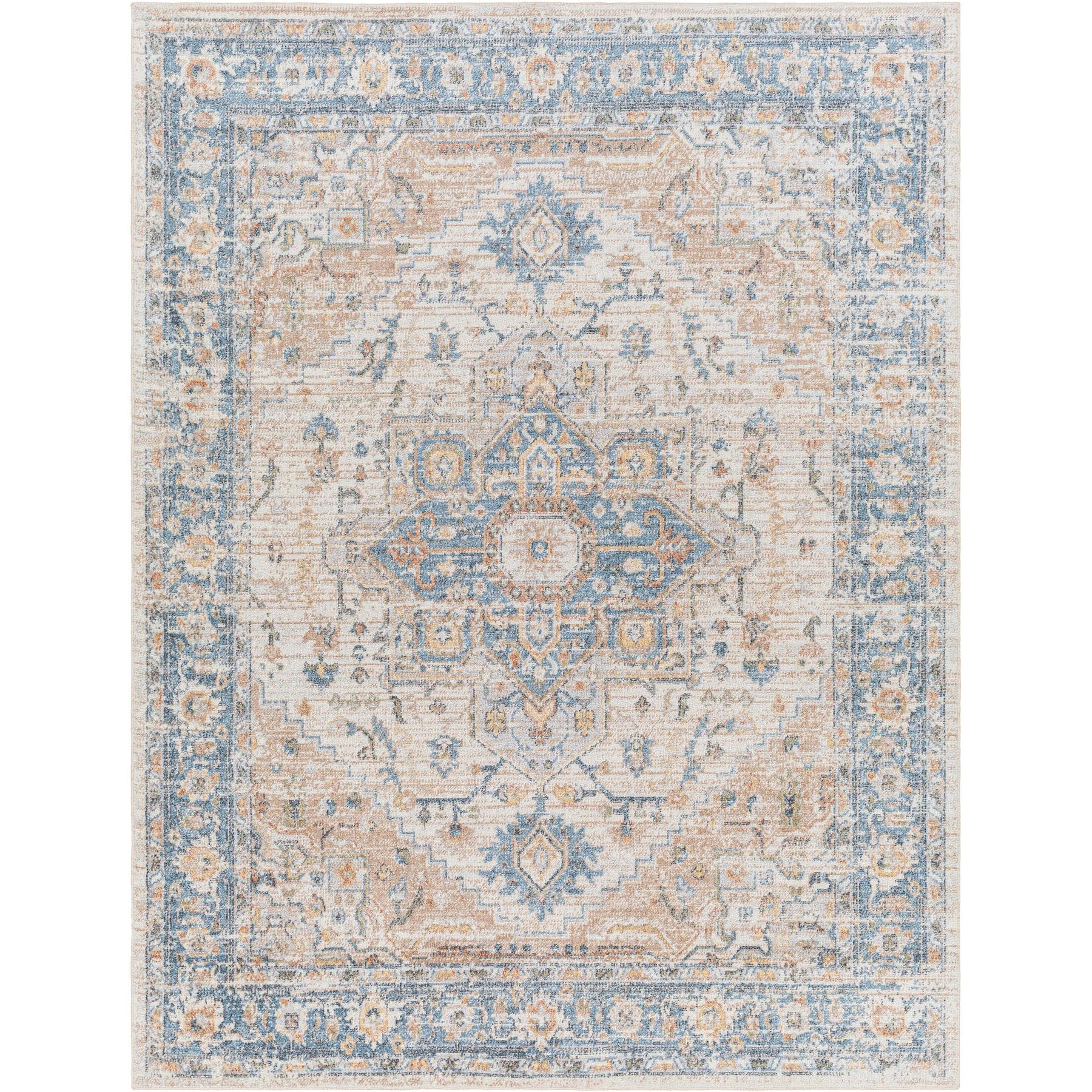 Livabliss Lillian Machine Washable Dog Area Rug, Oatmeal/Gray/Dark Blue/Brown/Olive, 9.16 x 12.33-ft