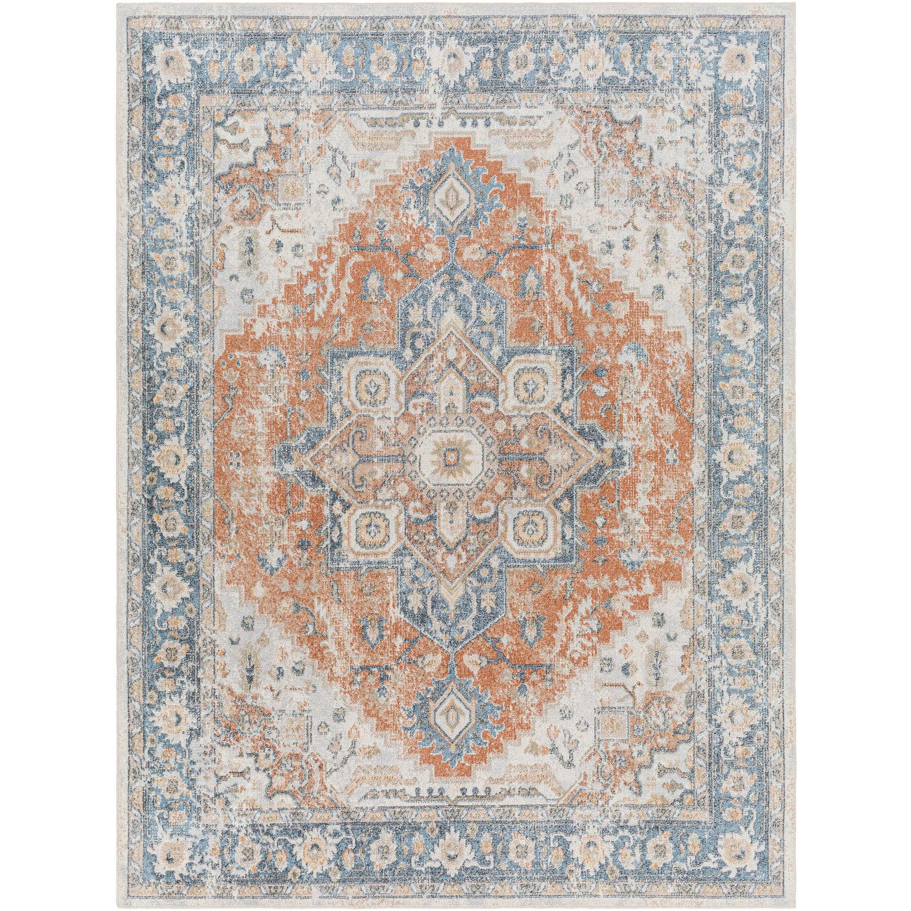 Livabliss Lillian Machine Washable Dog Area Rug, Gray/Oatmeal/Brown/Rust/Dark Blue/Olive, 2.16 x 3.75-ft