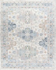 Livabliss Lavadora Machine Washable Dog Area Rug, Ivory/Medium Gray/Teal/Sage/Brown/Charcoal, 7.83 x 10-ft