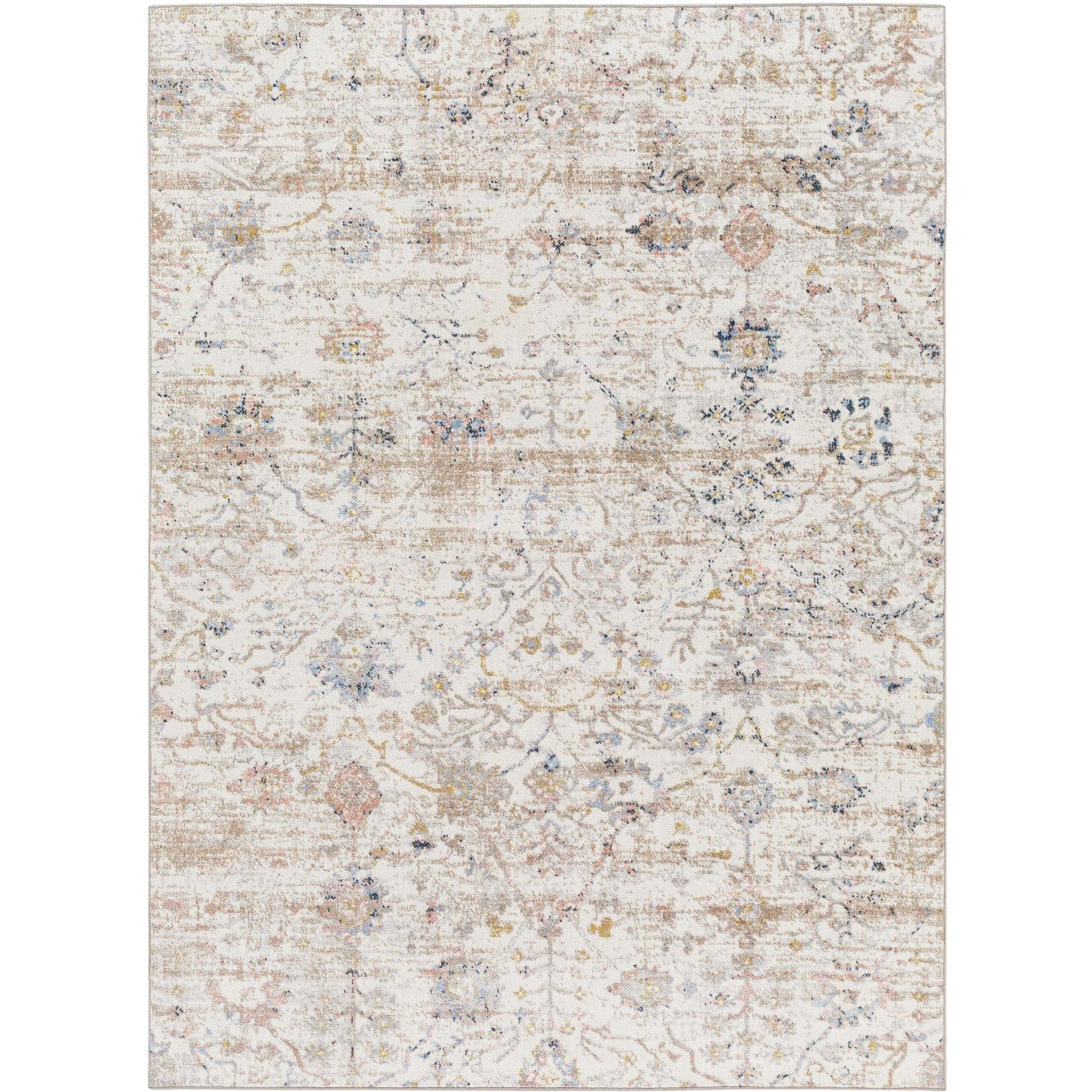 Livabliss Lavadora Machine Washable Dog Area Rug, Ivory/Brown/Slate/Light Blue/Plum/Tan, 5.25 x 7-ft