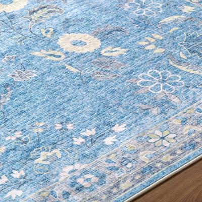 Show full view: Livabliss Lavable Machine Washable Dog Area Rug, Sky Blue/Ivory/Slate Gray/Buttercream/Soft Gold, 7.5 x 9.42-ft slide 3 of 4