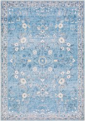 Livabliss Lavable Machine Washable Dog Area Rug, Sky Blue/Ivory/Slate Gray/Buttercream/Soft Gold, 5.25 x 7.58-ft