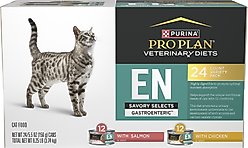 Purina Pro Plan Veterinary Diets EN Savory Selects in Gravy Salmon & Chicken Variety Pack Wet Cat Food, 5.5-oz, case of 24