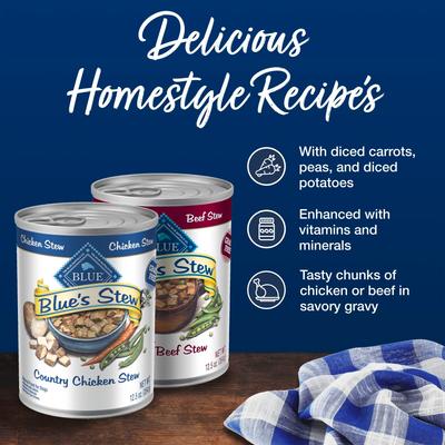 Show full view: Blue Buffalo's Stew Chicken & Beef Variety Pack Wet Dog Food,12.5-oz can, case of 6 slide 5 of 9