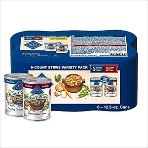 Blue Buffalo's Stew Chicken & Beef Variety Pack Wet Dog Food,12.5-oz can, case of 6
