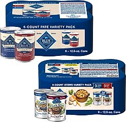 Blue Buffalo's Stew Chicken & Beef Variety Pack + Homestyle Recipe Chicken & Beef Wet Dog Food