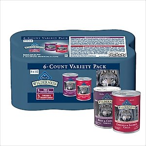 Blue Buffalo Wilderness Beef & Salmon Variety Pack Wet Dog Food, 12.5-oz can, case of 6