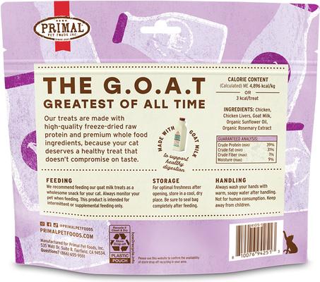 Show full view: Primal The G.O.A.T. Chicken & Goat Milk Flavored Crunchy Cat Treats, 2-oz bag slide 3 of 9