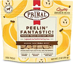 Primal Peelin' Fantastic Chicken & Banana with Goat Milk Flavored Crunchy Dog Treats, 2-oz bag