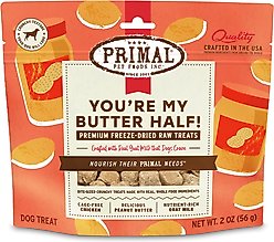 Primal You're My Butter Half Chicken & Peanut Butter with Goat Milk Flavored Crunchy Dog Treats, 2-oz bag