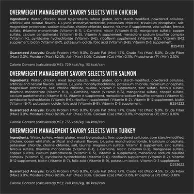 Show full view: Purina Pro Plan Veterinary Diets OM Overweight Management Savory Selects Variety Pack Wet Cat Food, 5.5-oz, case of 24 slide 8 of 12