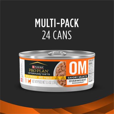 Show full view: Purina Pro Plan Veterinary Diets OM Overweight Management Savory Selects with Chicken Wet Cat Food, 5.5-oz, case of 24 slide 3 of 12