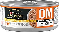 Purina Pro Plan Veterinary Diets OM Overweight Management Savory Selects with Chicken Wet Cat Food, 5.5-oz, case of 24