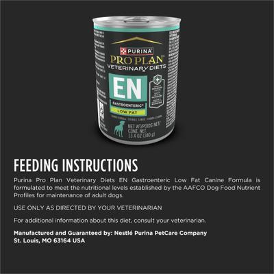 Show full view: Purina Pro Plan Veterinary Diets EN Gastroenteric Low Fat Wet Dog Food, 13.4-oz, case of 12 slide 9 of 12