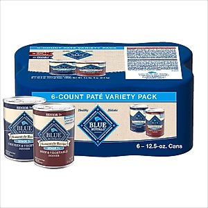 Blue Buffalo Homestyle Recipe Variety Pack Senior Natural Ingredients Beef Dinner & Chicken Dinner Canned Wet Dog Food, 12.5-oz can, 6 count