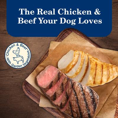 Show full view: Blue Buffalo Homestyle Recipe Variety Pack Senior Natural Ingredients Beef Dinner & Chicken Dinner Canned Wet Dog Food, 12.5-oz can, 6 count slide 4 of 10
