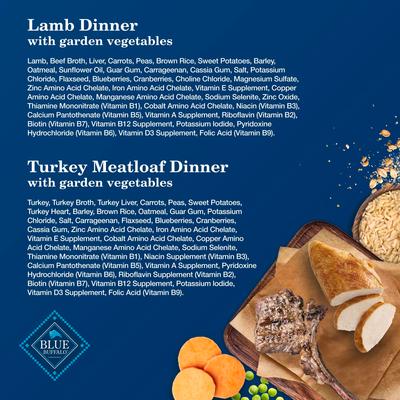 Show full view: Blue Buffalo Homestyle Recipe Variety Pack Adult Lamb & Turkey Canned Dog Food, 12.5-oz, case of 6 slide 6 of 10