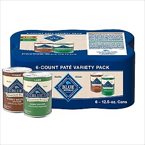 Blue Buffalo Homestyle Recipe Variety Pack Adult Lamb & Turkey Canned Dog Food, 12.5-oz, case of 6