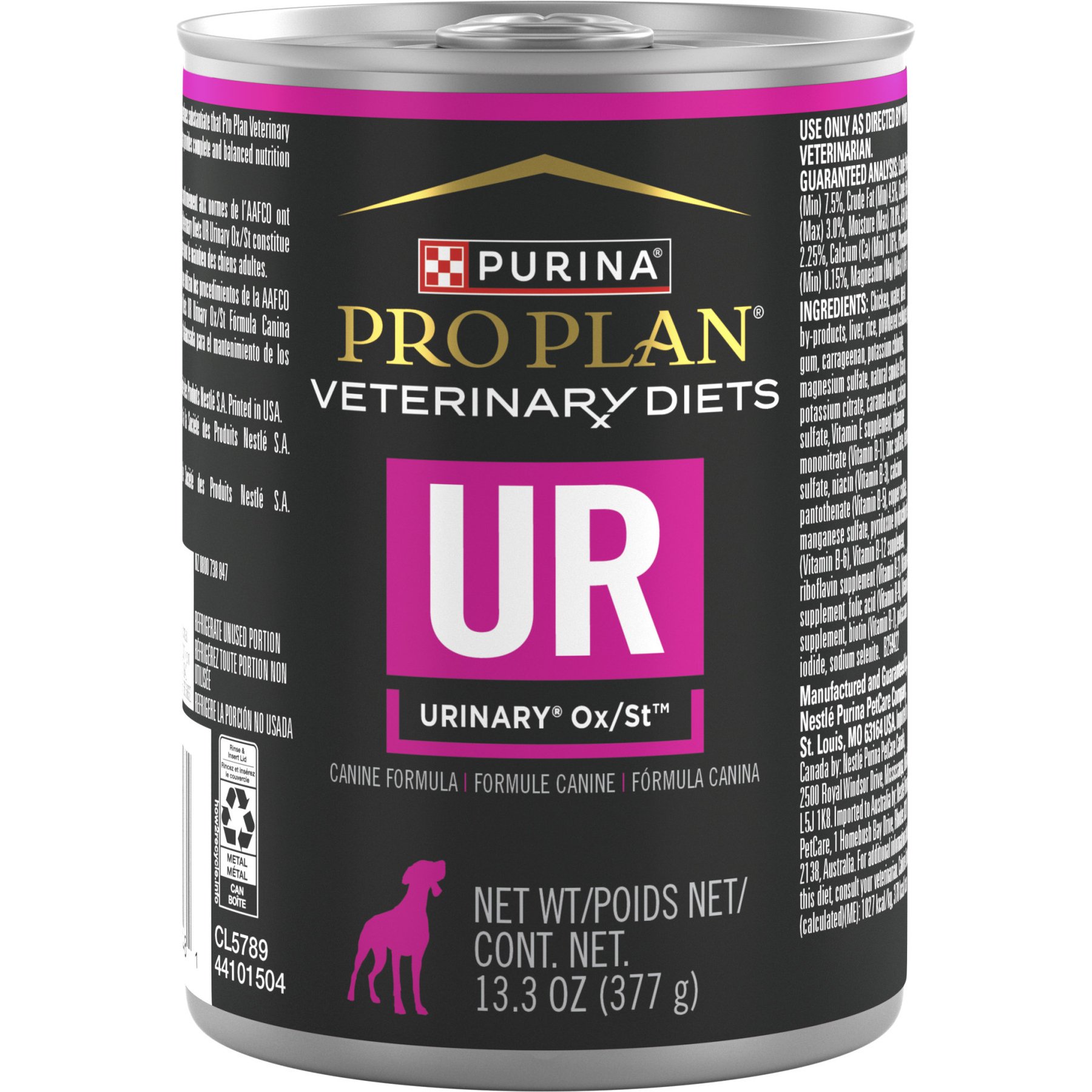 Purina Pro Plan Veterinary Diets UR Urinary Ox/St Wet Dog Food, 13.3-oz can, case of 4