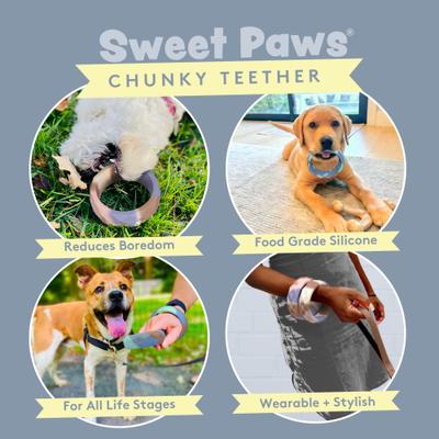 Show full view: Sweet Paws Silicone Chunky Teether Dog Chew Toy, Blush Pink slide 2 of 11