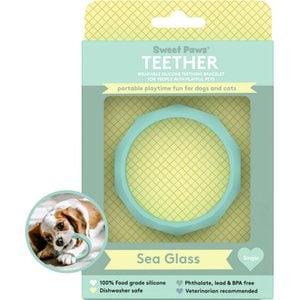 Sweet Paws Silicone Teether Dog Chew Toy, Sea Glass