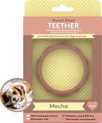 Sweet Paws Silicone Teether Dog Chew Toy, Mocha