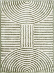 Livabliss Fossay Shag Machine Washable Dog Area Rug, Light Beige/Grass Green, 5.25 x 7-ft