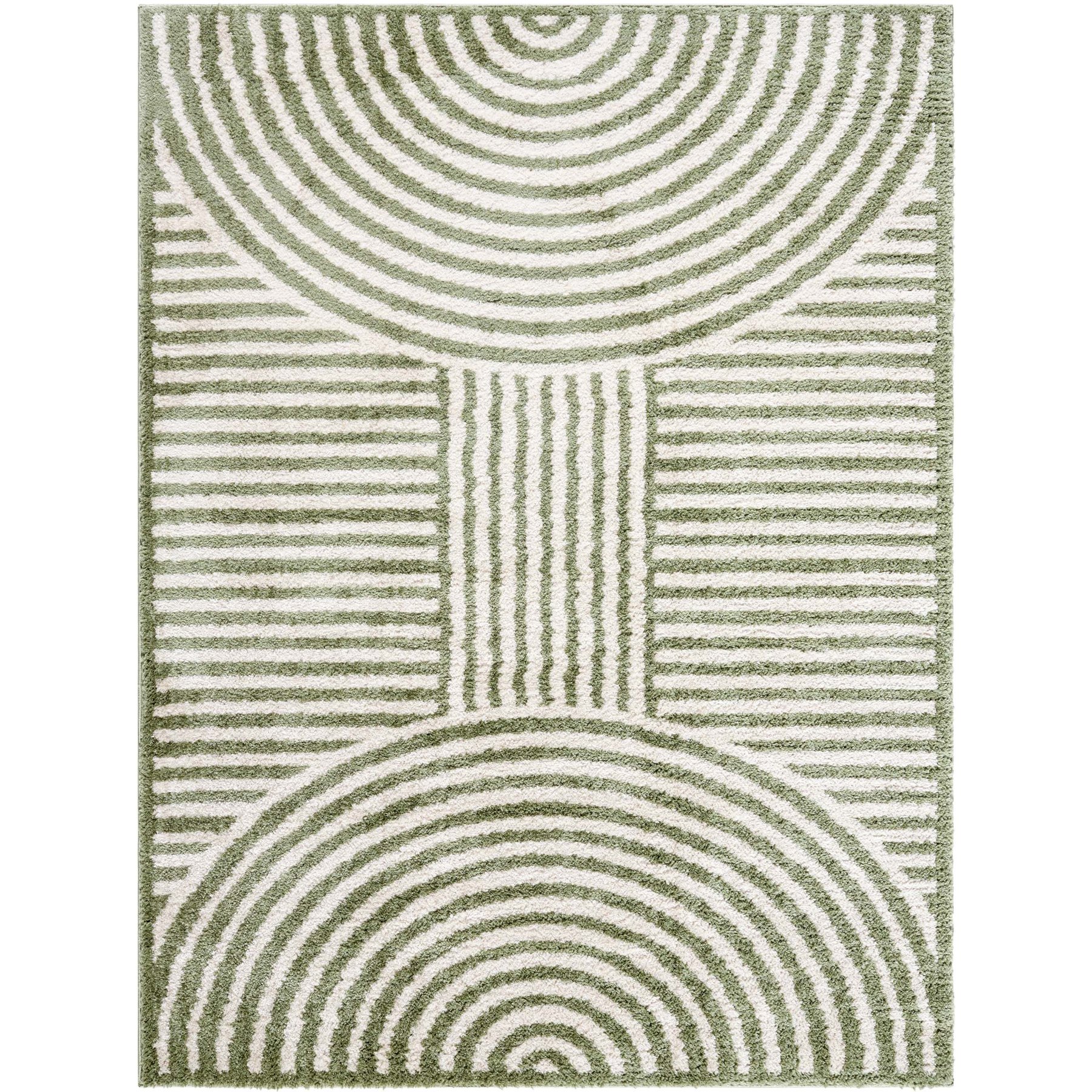 Livabliss Fossay Shag Machine Washable Dog Area Rug, Light Beige/Grass Green, 7.83 x 10-ft