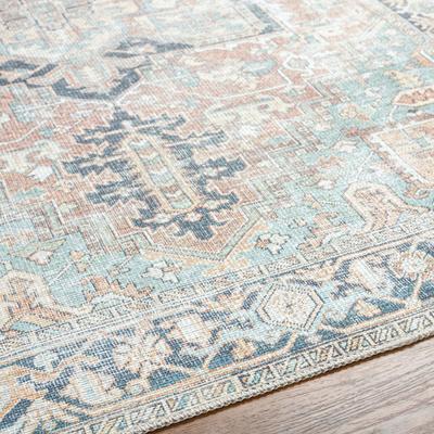 Show full view: Livabliss Kemer Machine Washable Dog Area Rug, Seafoam/Rust/Navy/Yellow/Pale Blue, 6.58 x 9-ft slide 6 of 8
