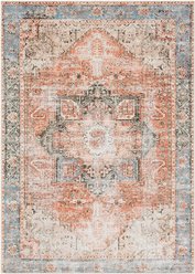 Livabliss Amelie Machine Washable Dog Area Rug, Rust/Light Gray/Beige/Black/Tan/Dusty Pink, 5.25 x 7.25-ft