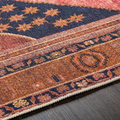 Show full view: Livabliss Amelie Machine Washable Dog Area Rug, Dark Blue/Rose/Burnt Orange/Wheat, 6.58 x 9-ft slide 6 of 8
