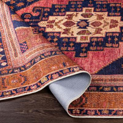 Show full view: Livabliss Amelie Machine Washable Dog Area Rug, Dark Blue/Rose/Burnt Orange/Wheat, 6.58 x 9-ft slide 3 of 8