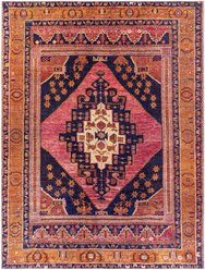 Livabliss Amelie Machine Washable Dog Area Rug, Dark Blue/Rose/Burnt Orange/Wheat, 7.83 x 10.16-ft