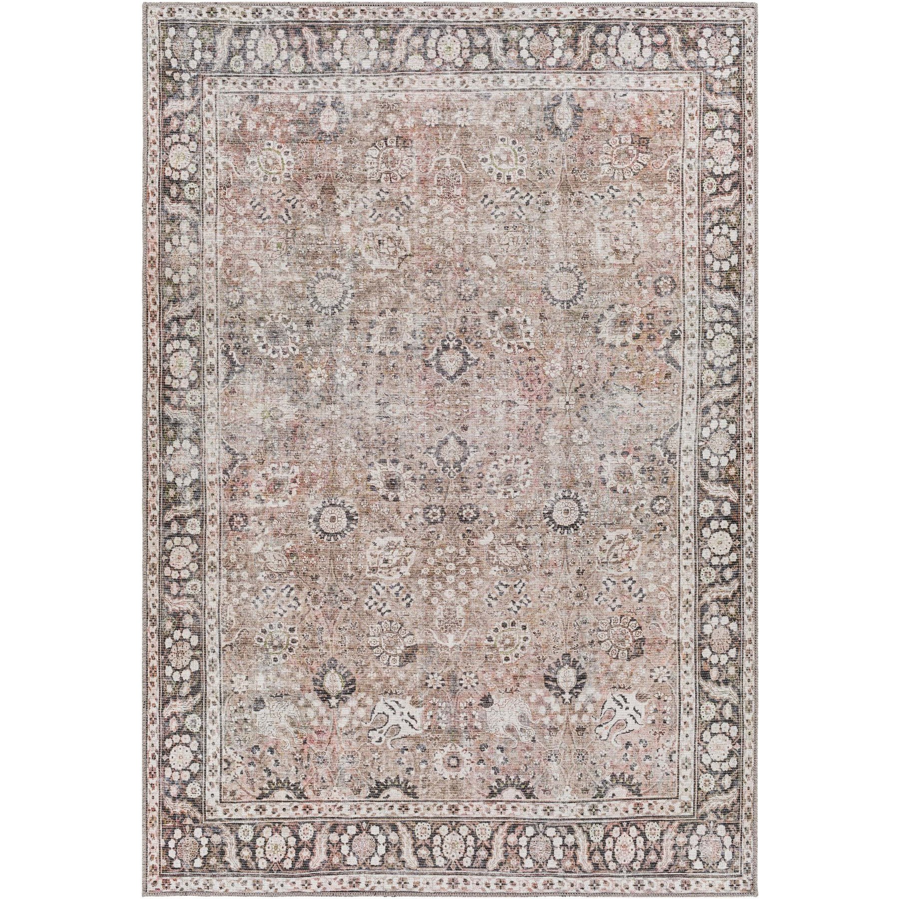 Livabliss Colin Machine Washable Dog Area Rug, Charcoal/Black/Tan/Medium Brown/Cream, 5.25 x 7.25-ft